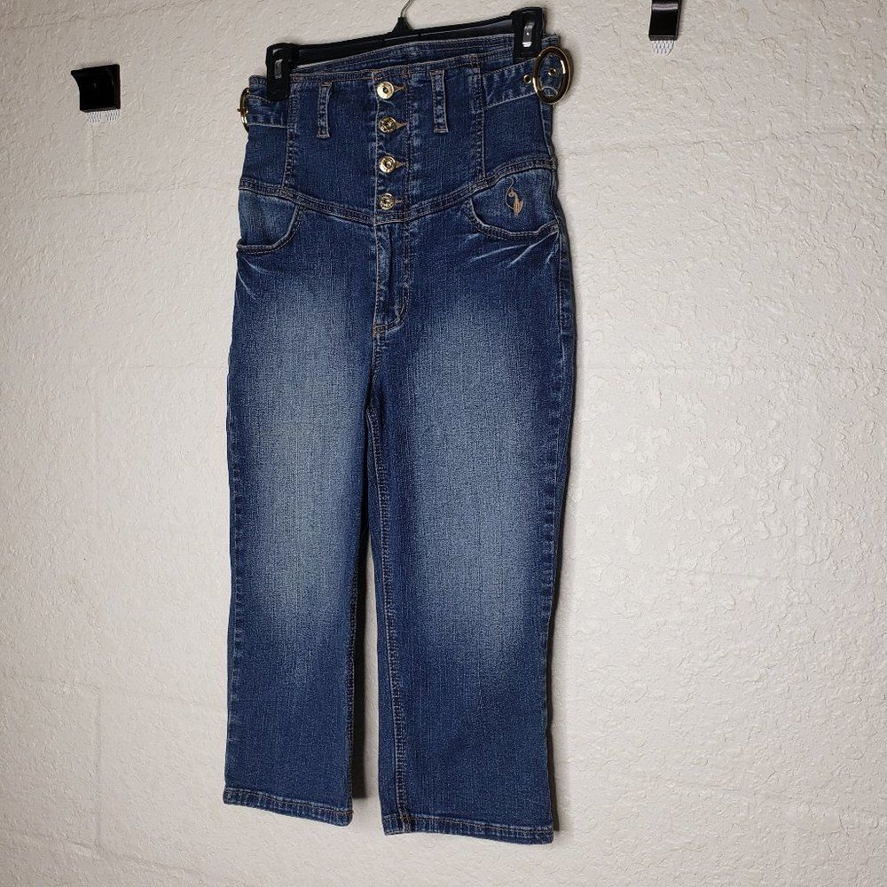 Baby Phat High Rise Button Denim Capri Size 3 - Picture 2 of 11